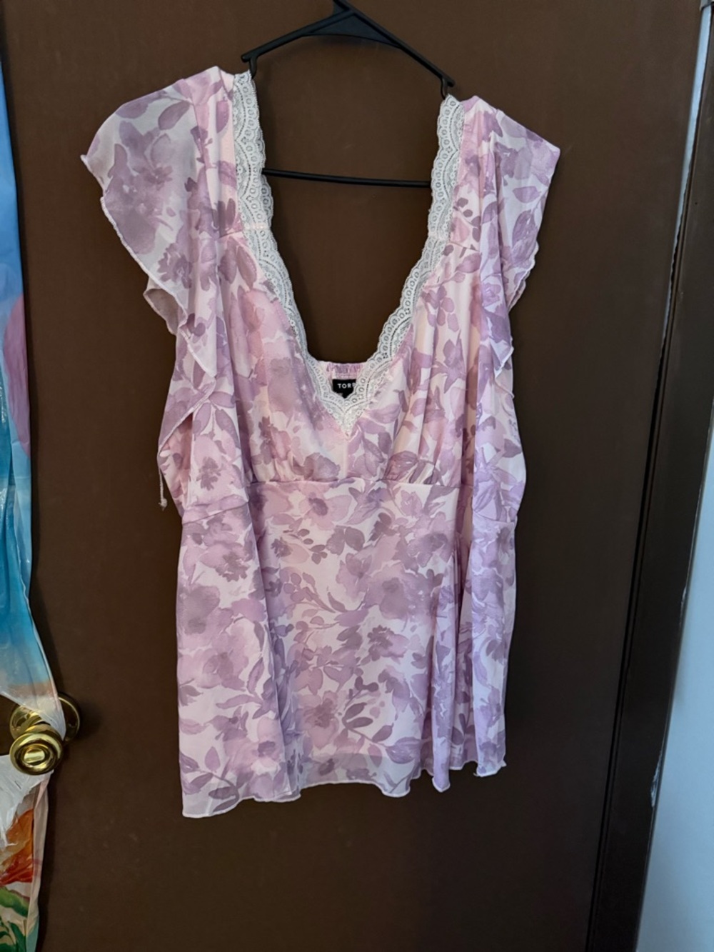 torrid Lavender Floral Lace-Trim Camisole